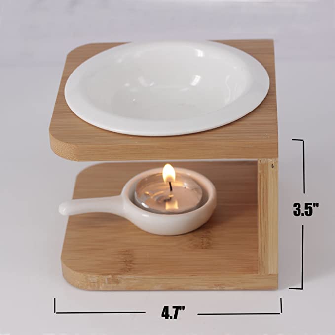 Ember & Co ceramic aroma diffuser with bamboo base, top-down view