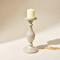 Ember & Co Vintage Pillar Candle Holder — distressed cream fluted column